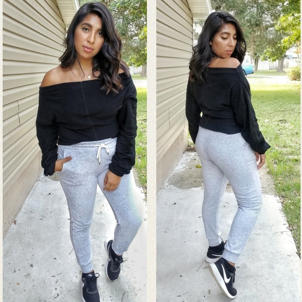 FLASHSALE⚡JUST FOR FUN BLACK OFF SHOULDER SWEATER - Picture 10 of 16